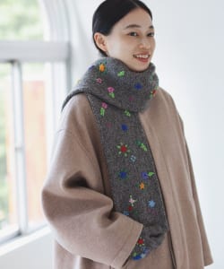 BEAMS BOY / 手編み 花刺繍 マフラー