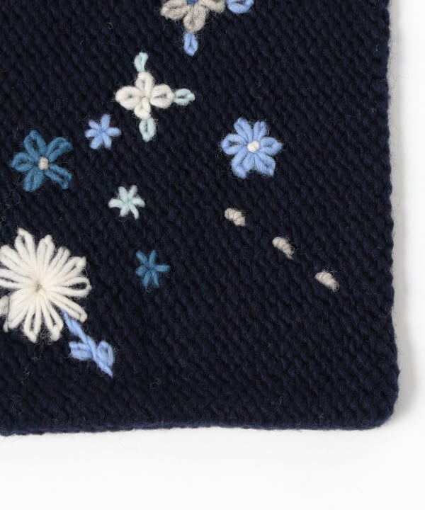 Beamsboy 手編みフラワー刺繍マフラー BEAMS BOY（ビームス ボーイ）手編み フラワー刺繍 マフラー