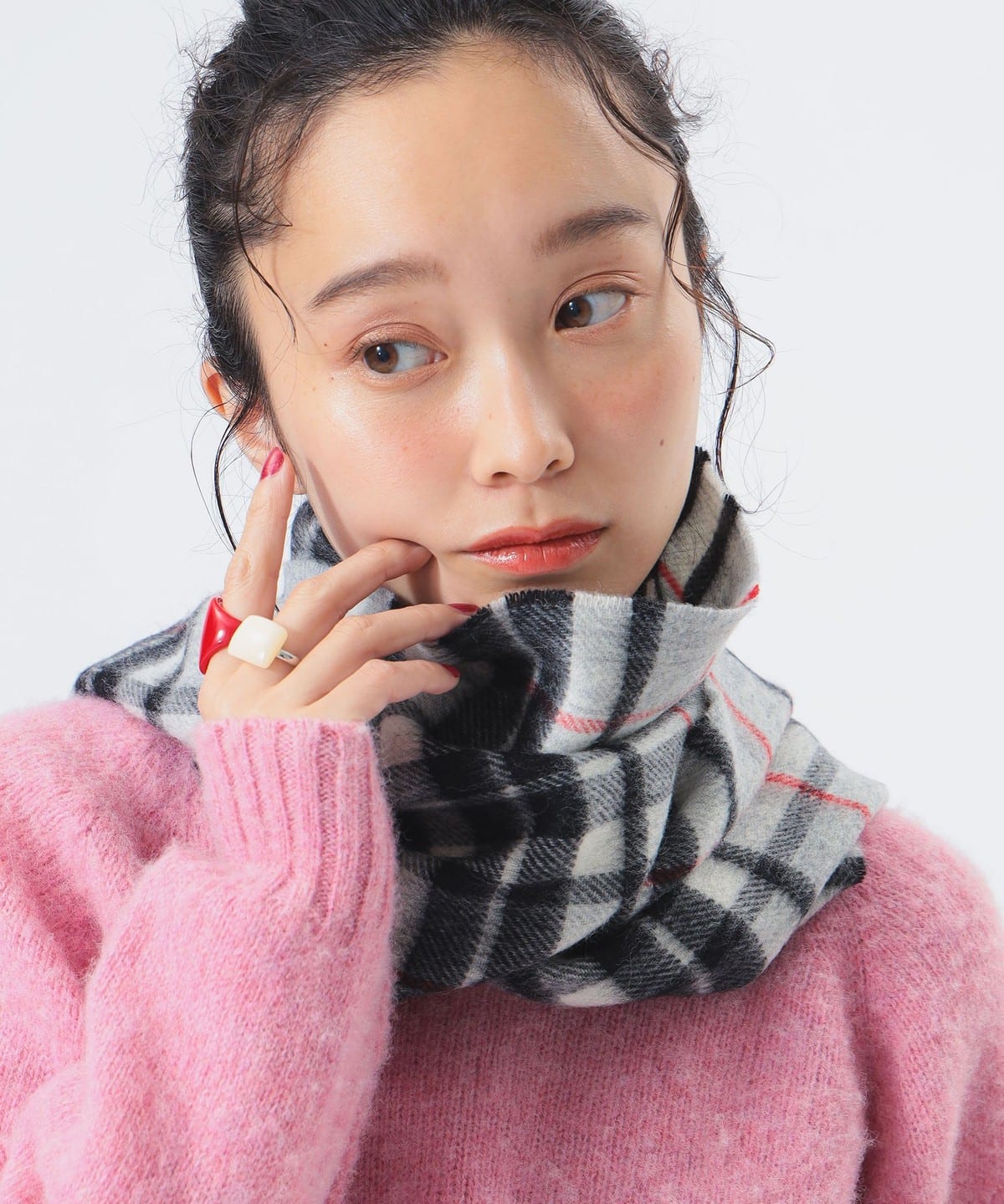 HIGHLAND TWEEDS ハイランド ツイード / チェック ストール 小 ファッション雑貨 WOMEN GREY THOMPSON ONE SIZE