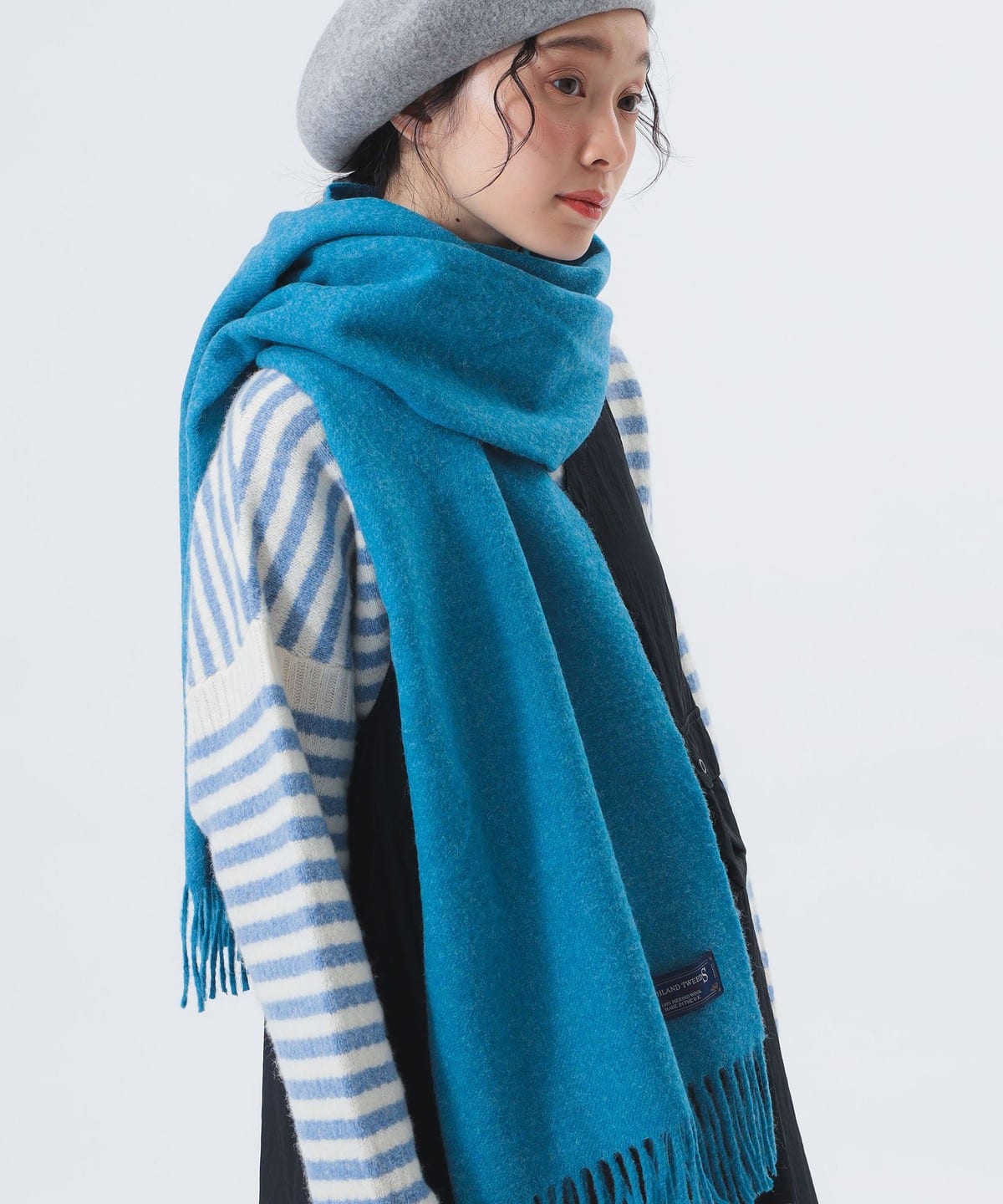 HIGHLAND TWEEDS ハイランド ツイード / ソリッド ストール 大 ファッション雑貨 WOMEN OCEANO BLUE ONE SIZE HIGHLAND TWEEDS ハイランド ツイード / ソリッド ストール 大 ファッション雑貨 WOMEN OCEANO BLUE ONE SIZE