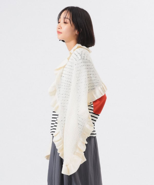 BEAMS BOY フリルチェックストール BEAMS BOY（ビームスボーイ）の「フリル チェック ストール