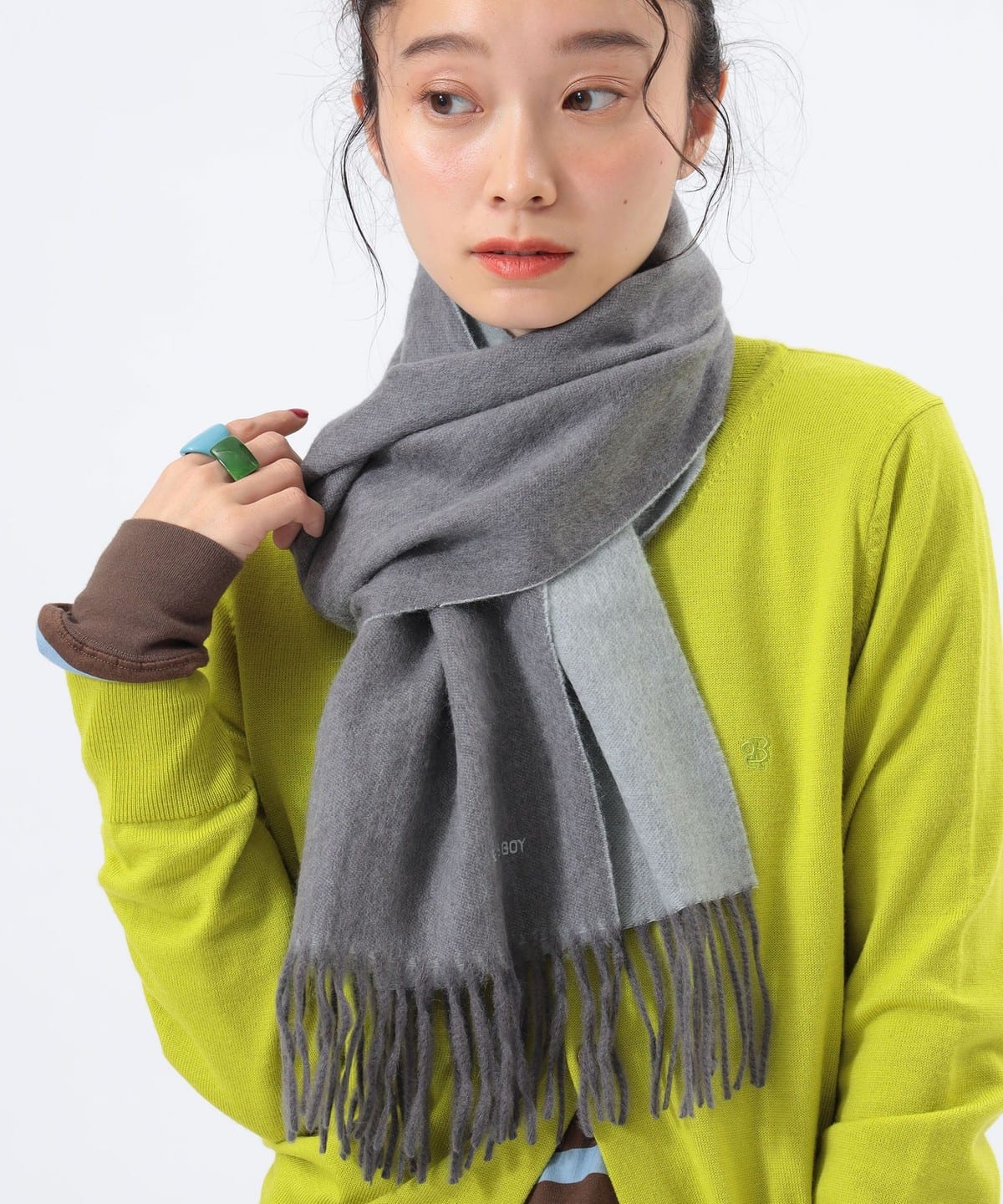 2トーン カシミヤ マフラー ファッション雑貨 WOMEN GREY ONE SIZE 2トーン カシミヤ マフラー ファッション雑貨 WOMEN GREY ONE SIZE