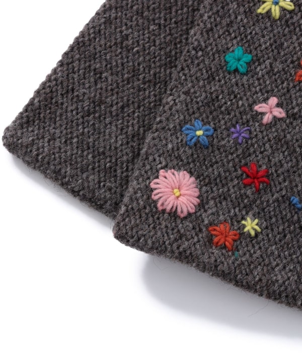 手編み フラワー 刺繍 マフラー