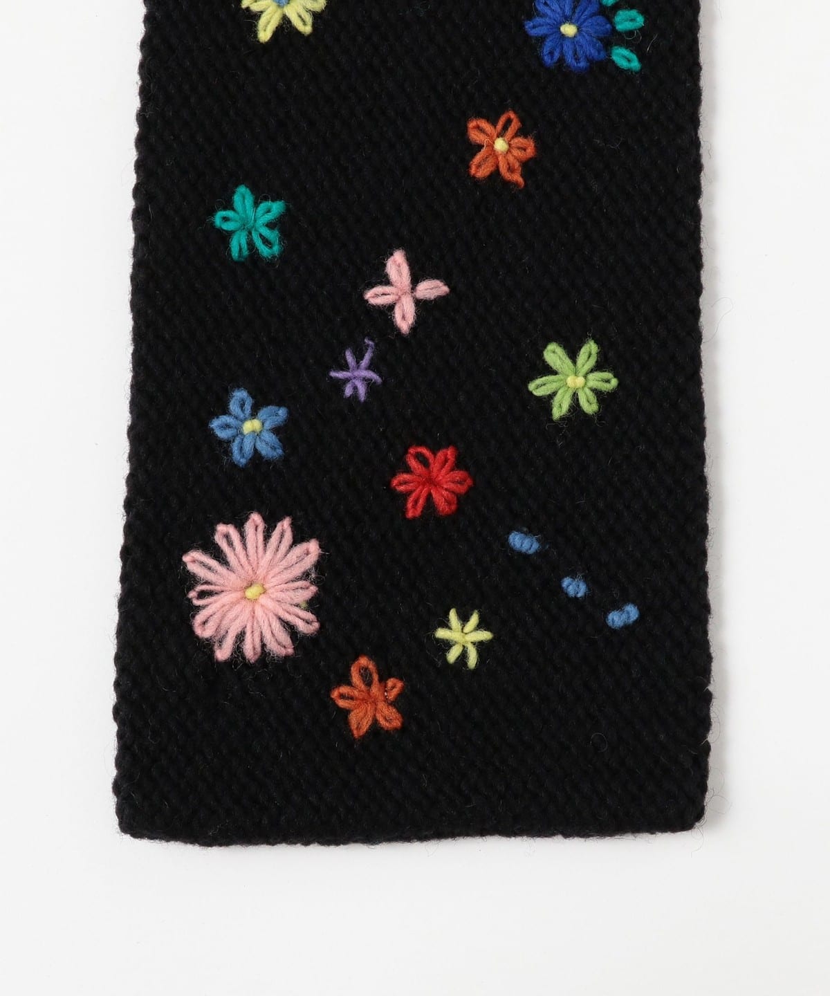 BEAMS BOY（ビームス ボーイ）手編み フラワー 刺繍 マフラー
