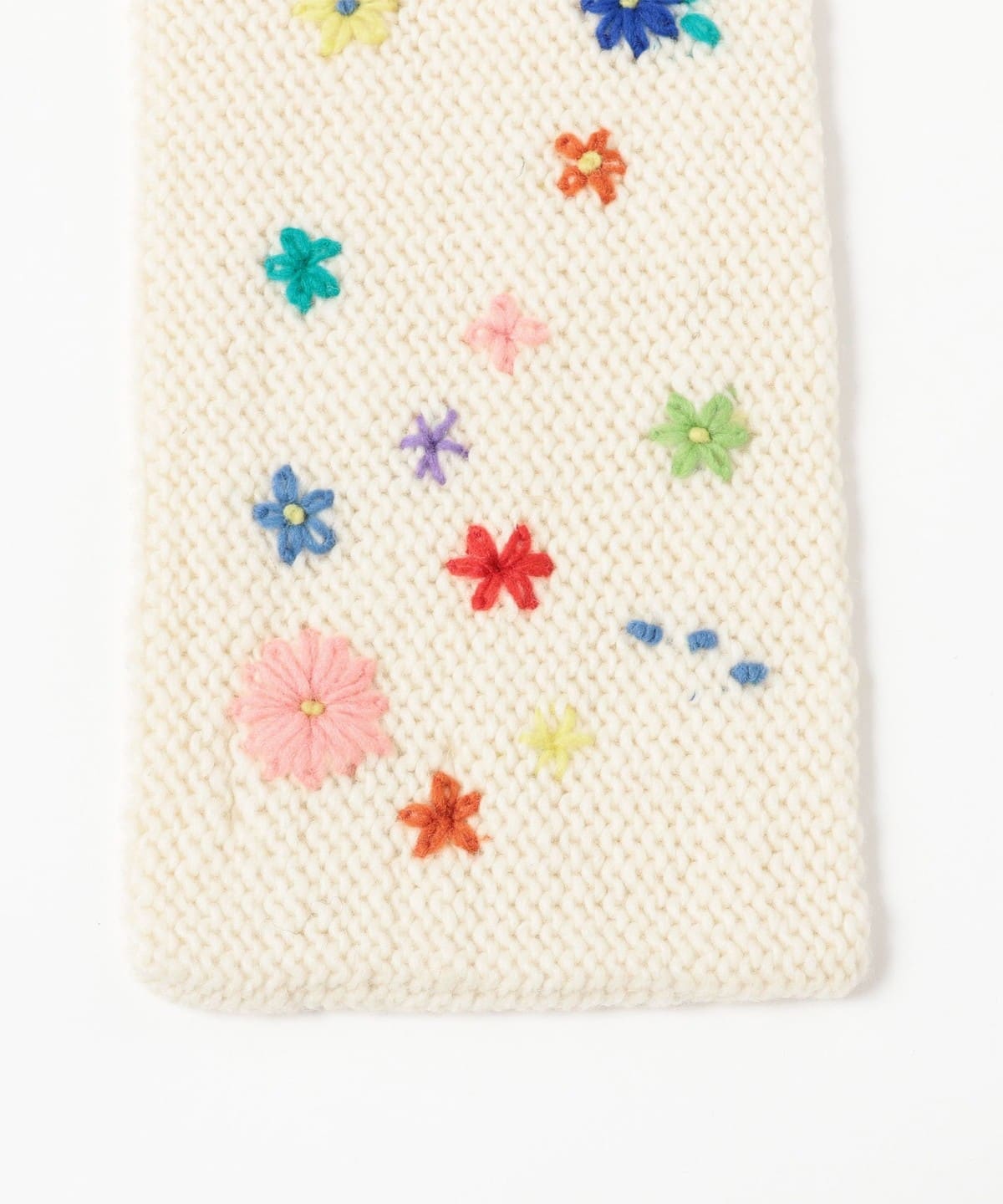 BEAMS BOY（ビームス ボーイ）手編み フラワー 刺繍 マフラー