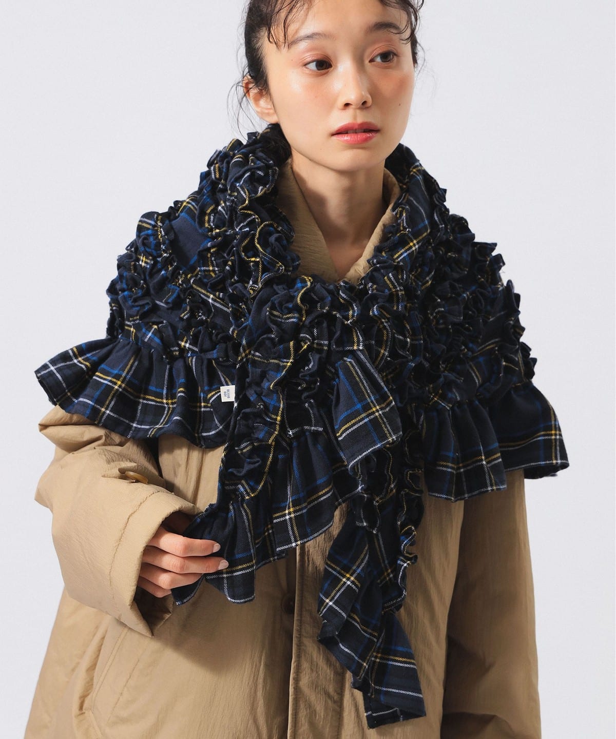 BEAMS BOY ネル フリル ストール チェック BEAMS BOY（ビームス ボーイ）ネル フリル ストール（ファッション雑貨