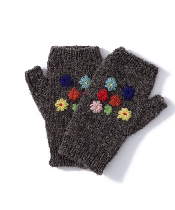 手織花朵刺繡手套