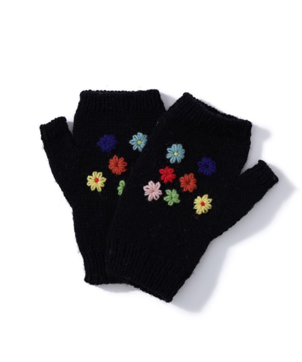 手織花朵刺繡手套