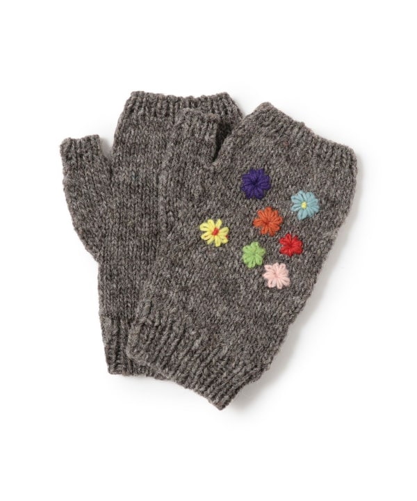 手編み フラワー 刺繍 グローブ