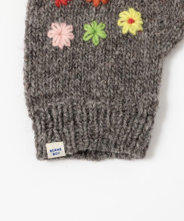 手編み フラワー 刺繍 グローブ
