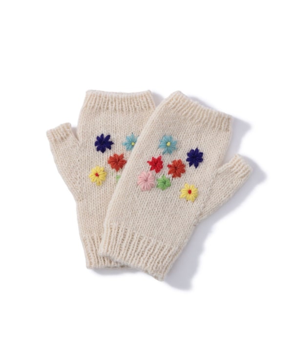 手織花朵刺繡手套