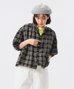 BEAMS BOY / 女裝 亞麻 格紋 短袖上衣