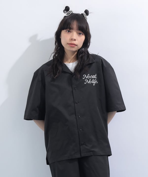 mmts（マミタス）猫刺繍 開襟シャツ（シャツ・ブラウス カジュアル