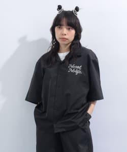 猫刺繍 開襟シャツ