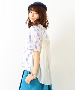 ＜レディス＞mmts / クラゲ切り替え Tシャツ