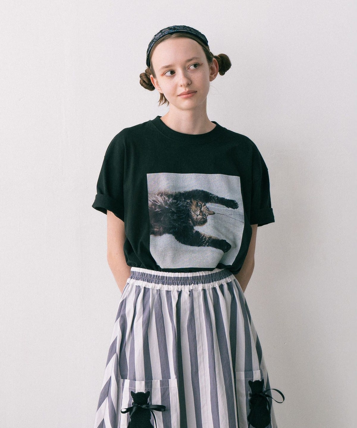 【COLLABORATION】清水奈緒 / デコ伸び Tシャツ Tシャツ・カットソー WOMEN BLACK M 【COLLABORATION】清水奈緒 / デコ伸び Tシャツ Tシャツ・カットソー WOMEN BLACK M