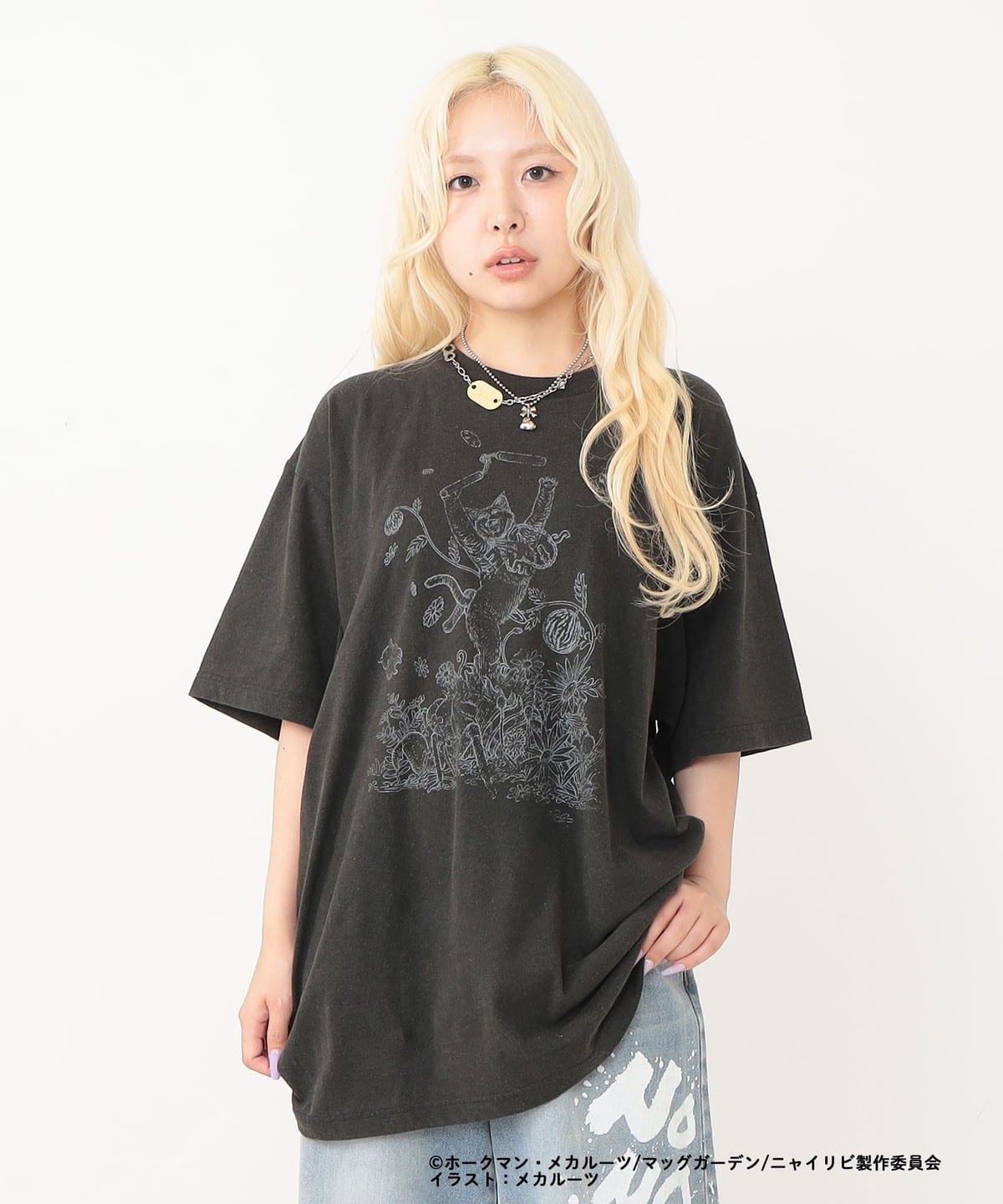【COLLABORATION】ニャイト・オブ・ザ・リビングキャット / 描き下ろしTシャツ Tシャツ・カットソー WOMEN BLACK L 【COLLABORATION】ニャイト・オブ・ザ・リビングキャット / 描き下ろしTシャツ Tシャツ・カットソー WOMEN BLACK L