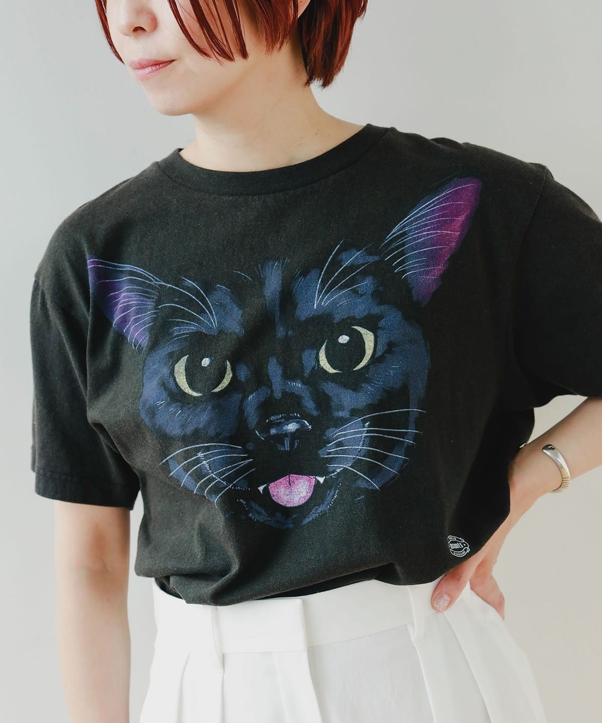 mmts（マミタス）BLACK CAT FACE Tシャツ（Tシャツ・カットソー