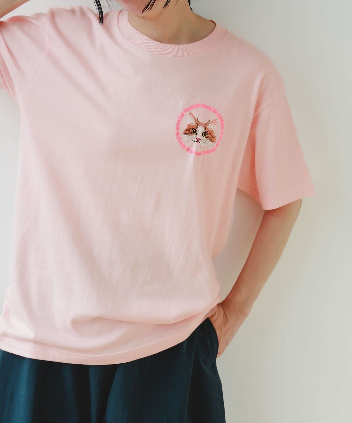 mmts（マミタス）ラブリーピンク 刺繍 Tシャツ（Tシャツ・カットソー T