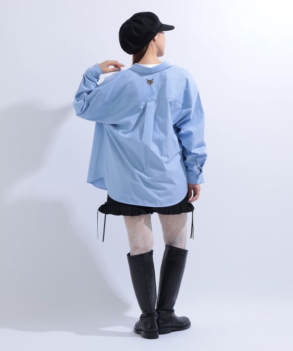 猫刺繍 シャツ ブラウス Model : H163 B85 W58 H92　Size : L