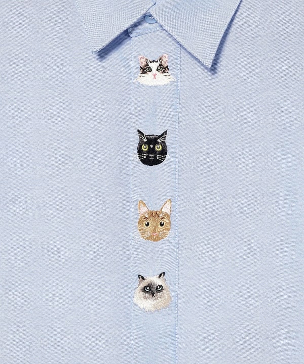 貓刺繡襯衫罩衫