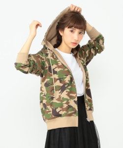 ＜ユニセックス＞mmts / 猫迷彩 ジップアップパーカ2