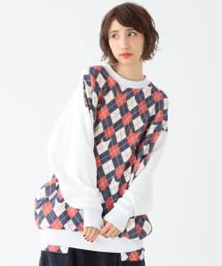 〈UNISEX〉mmts / 猫 アーガイル スウェットシャツ