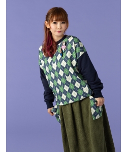 〈UNISEX〉mmts / 猫 アーガイル スウェットシャツ