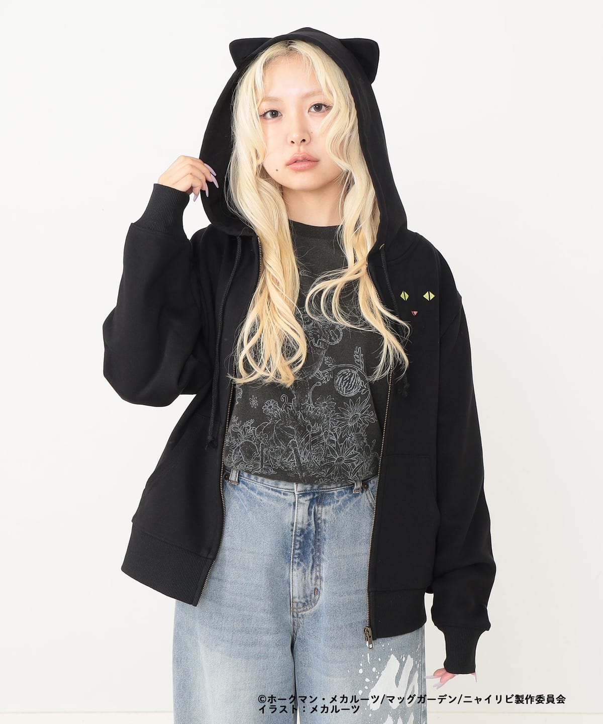 【COLLABORATION】ニャイト・オブ・ザ・リビングキャット / なりきり猫パーカー トップス WOMEN BLACK M 【COLLABORATION】ニャイト・オブ・ザ・リビングキャット / なりきり猫パーカー トップス WOMEN BLACK M
