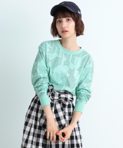 【しょこたん着用】〈UNISEX〉mmts / ジオメトリック猫 総柄ロングTシャツ