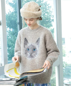 〈UNISEX〉mmts / フェイス猫 ニット