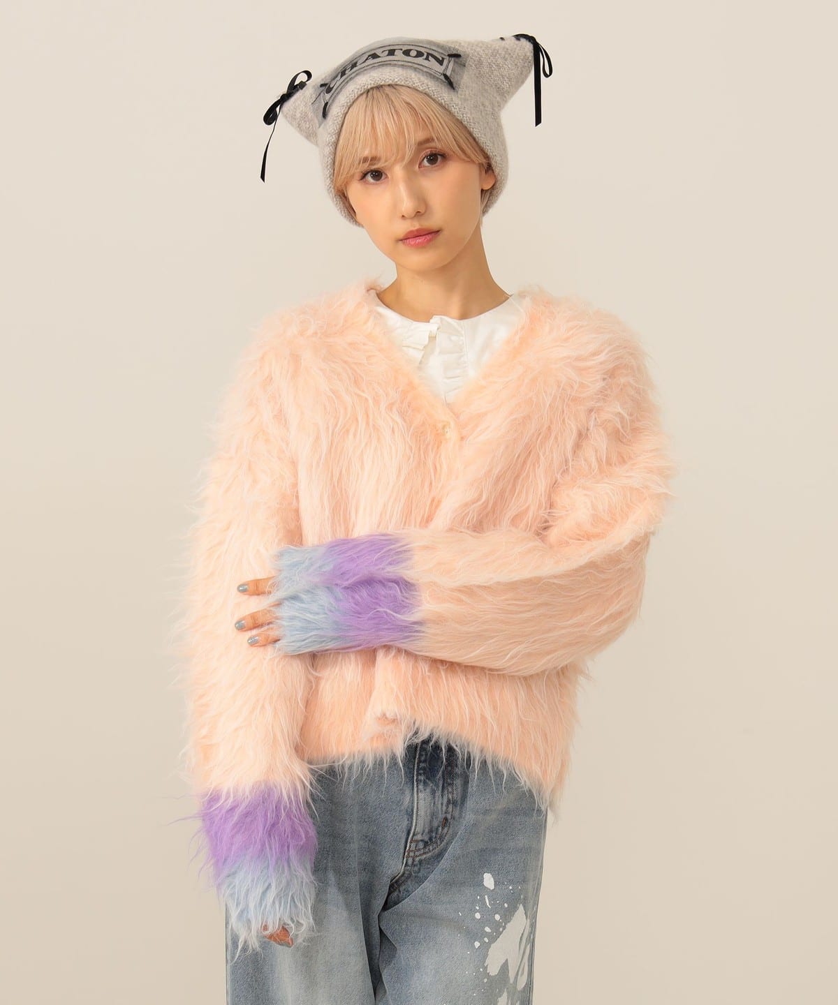 CATもふもふ カーディガン トップス WOMEN PINK ONE SIZE CATもふもふ カーディガン トップス WOMEN PINK ONE SIZE