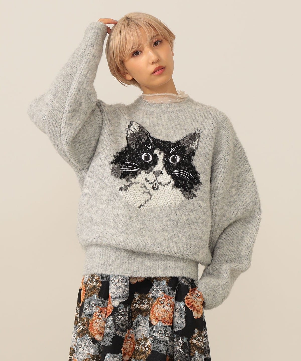 【COLLABORATION】9456 / ニット トップス WOMEN GREY L 【COLLABORATION】9456 / ニット トップス WOMEN GREY L