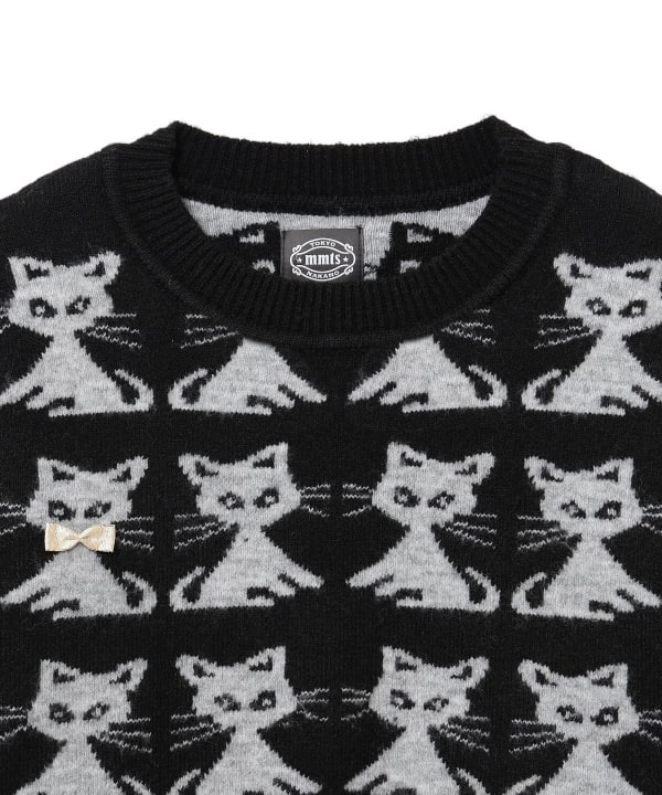 猫 ジャカード ニット