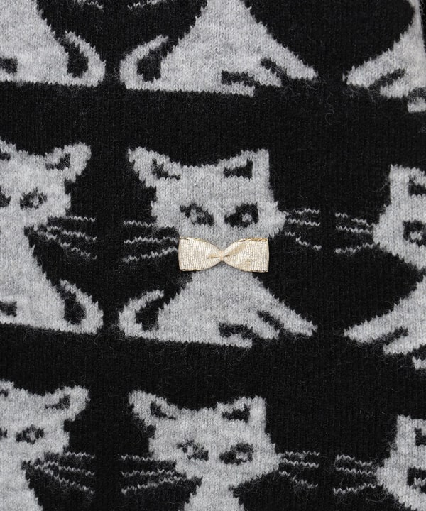 猫 ジャカード ニット