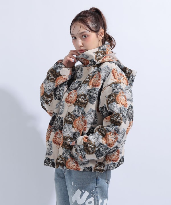 【+10%ポイントUP】猫 いっぱい フード ブルゾン Model : H163 B85 W58 H92　Size : M