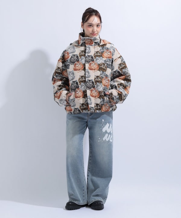 【+10%ポイントUP】猫 いっぱい フード ブルゾン Model : H163 B85 W58 H92　Size : M