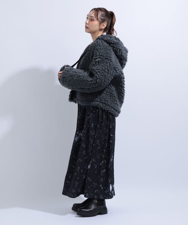 【+10%ポイントUP】猫耳 フード もこもこ ブルゾン Model : H163 B85 W58 H92　Size : M