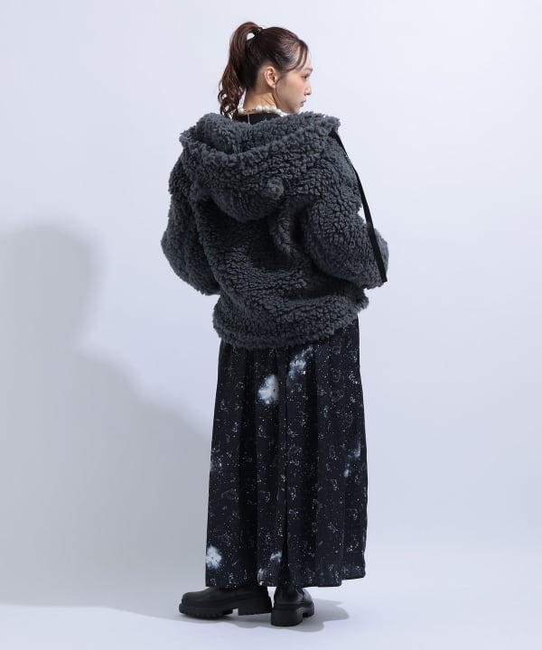 【+10%ポイントUP】猫耳 フード もこもこ ブルゾン Model : H163 B85 W58 H92　Size : M