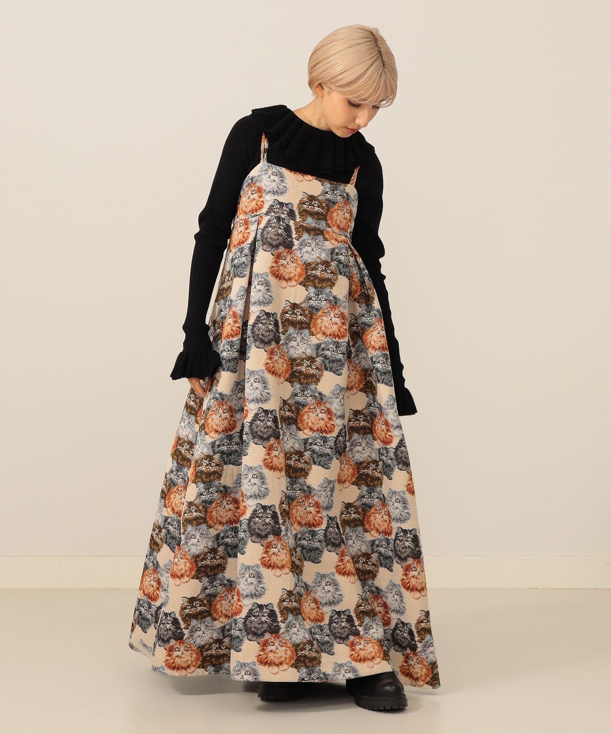 mmts（マミタス）猫いっぱい キャミソール ワンピース（ワンピース