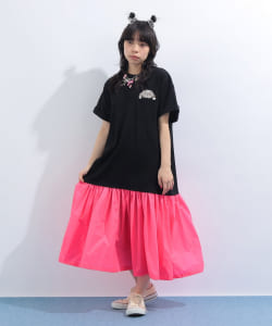 【+10%ポイントUP】ポケット ルビー 異素材 ワンピース