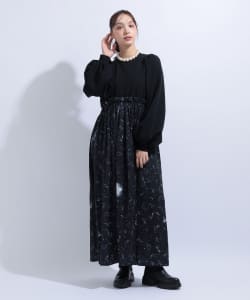 異素材コンビ ボリュームスリーブ ワンピース