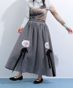 【+10%ポイントUP】ルビー ギンガムチェック ギャザー フレアスカート