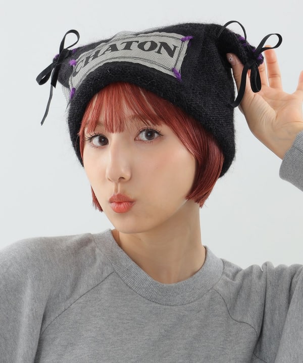 帽子 mantis manipuri｜プリントスカーフ つば付き ハット hat-beige-ms 帽子