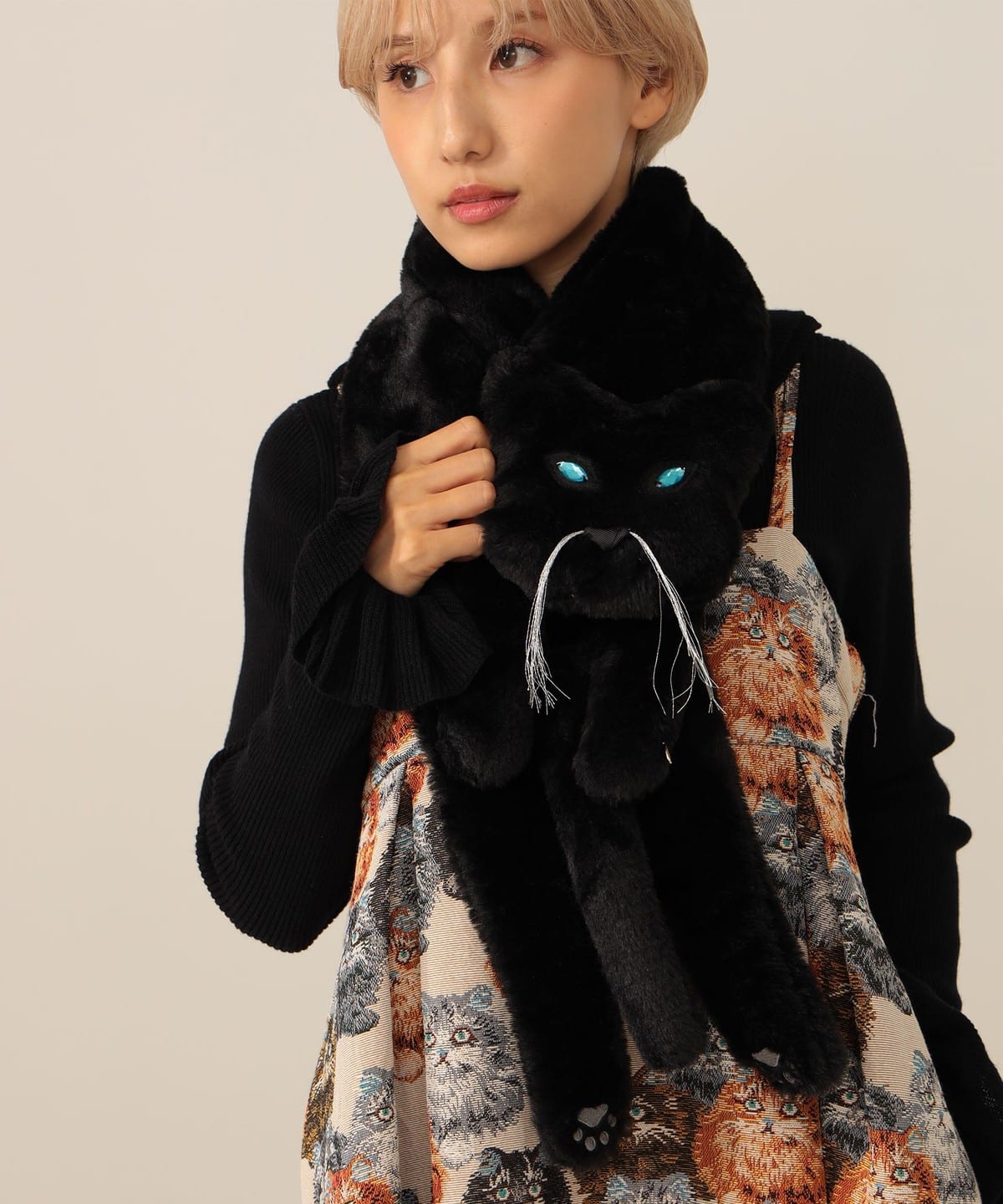 BEAMS mmts 猫ティペット マフラー mmts（マミタス）猫 ティペット（ファッション雑貨 マフラー・スヌード