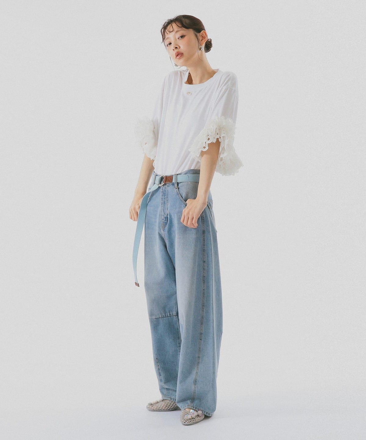 BEAMS COUTURE（ビームス クチュール）袖 レース フリル Tシャツ（T
