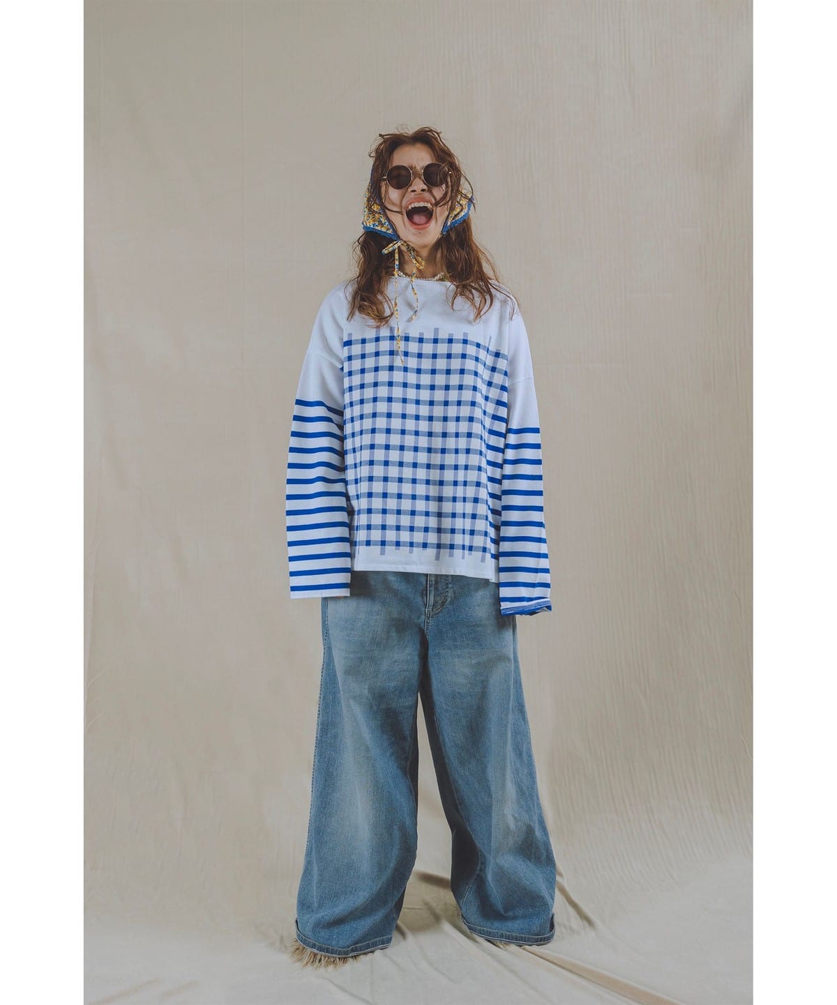 ORCIVAL × BEAMS COUTURE / Gingham Tops BLUE