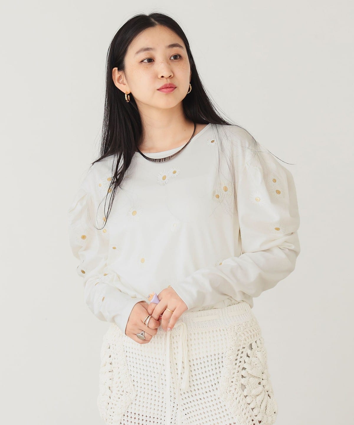 BEAMS COUTURE（ビームス クチュール）花柄プリント ボリューム袖 ロン 
