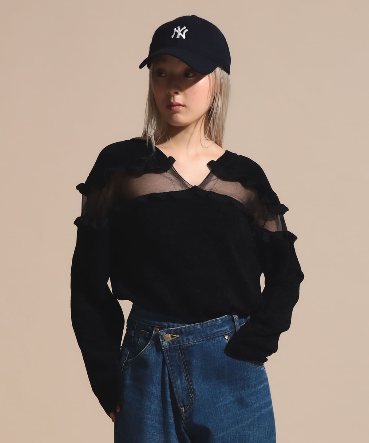 透け切替 ベロア トップス トップス WOMEN BLACK ONE SIZE 透け切替 ベロア トップス トップス WOMEN BLACK ONE SIZE