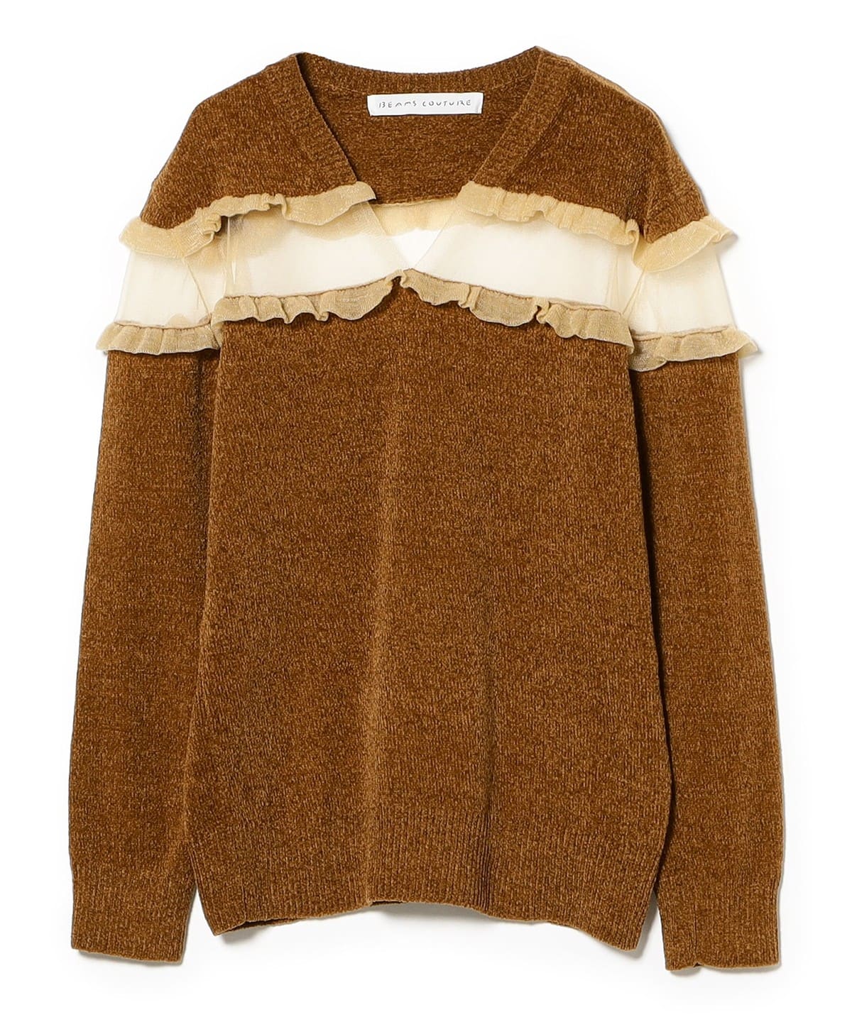 BEAMS COUTURE（ビームス クチュール）透け切替 ベロア トップス